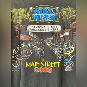 Bike Week 2003 Daytona Beach Short Sleeve T Shirt Sz L Black Main Street welcome